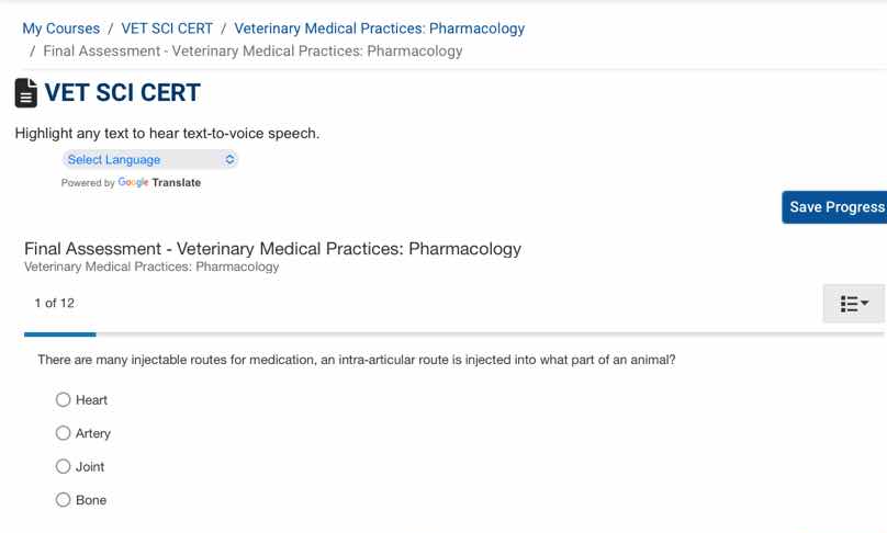 there are many injectable routes for medication, an intra-articular route is injected into what part of an animal?\n\nheart\nartery\njoint\nbone