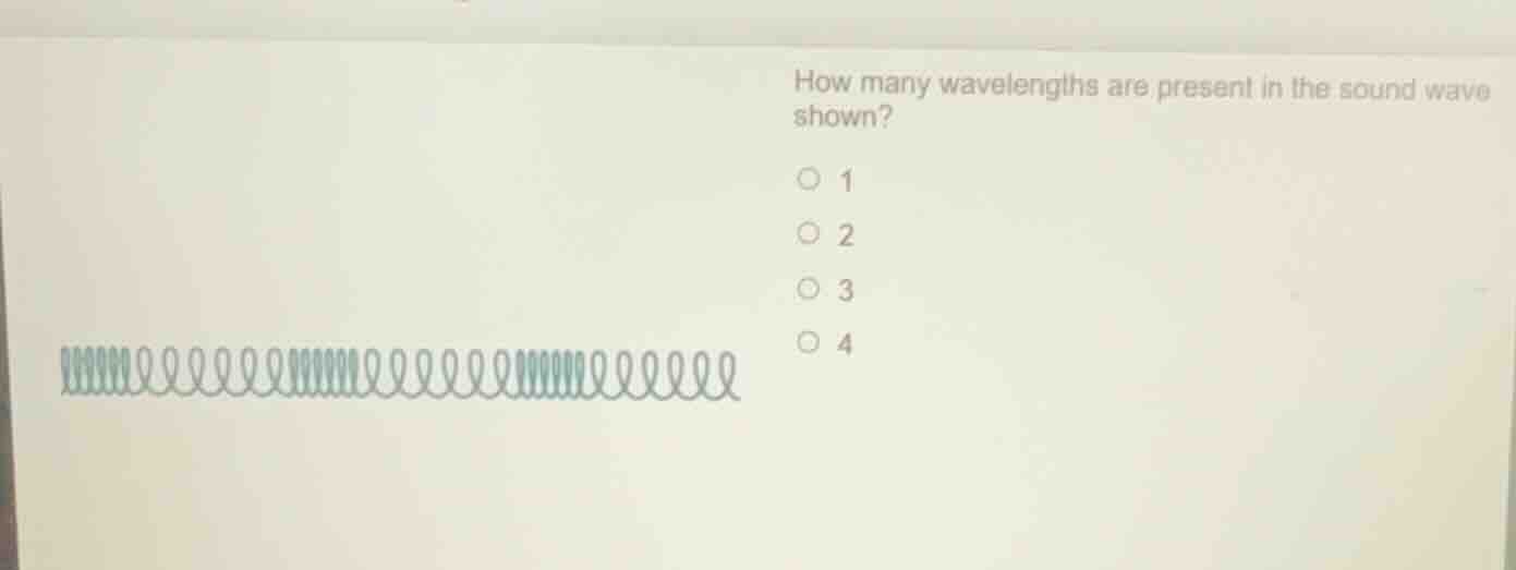 how many wavelengths are present in the sound wave shown?\n1\n2\n3\n4