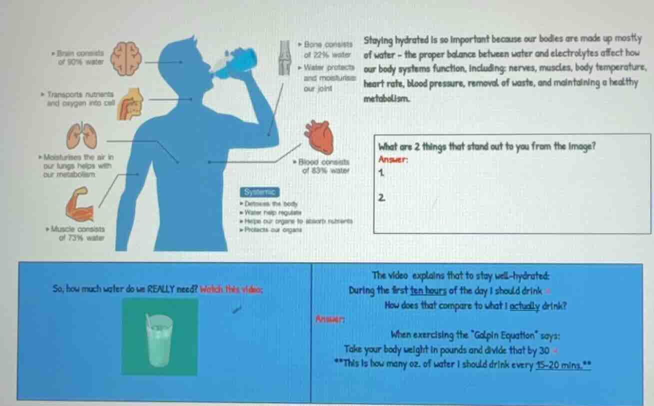 staying hydrated is so important because our bodies are made up mostly …